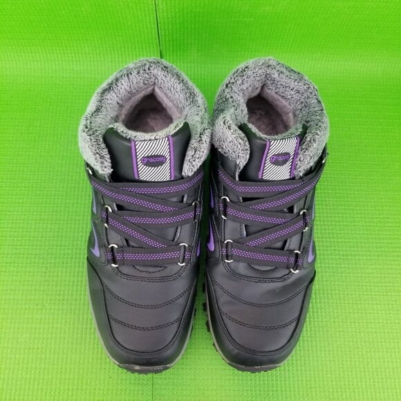 ✅Gracosy Women’s Faux Fur Lined Outdoor Hiking Boots Black Faux Leather Size 41 - Picture 6 of 11